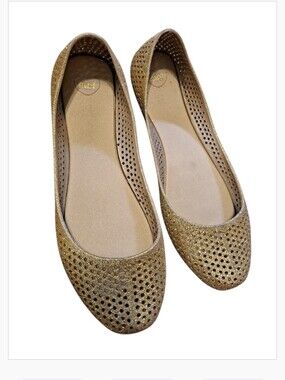 Dreamed By Melissa Gold Glitter Perforated Women's Ballet Flats